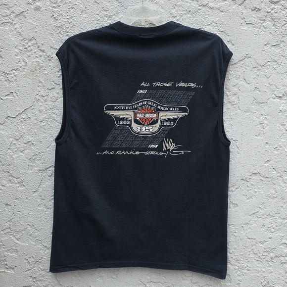 Harley-Davidson Other - Vintage 1998 Harley Davidson 95 Years Black Sleeveless T-Shirt Size XL
